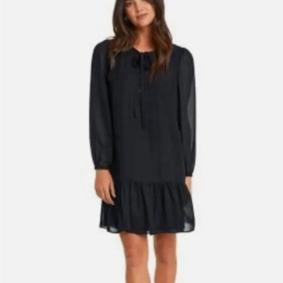 Draper James Dresses & Skirts - Draper James  The Neck Flounce Shift Dress Black Large NWT